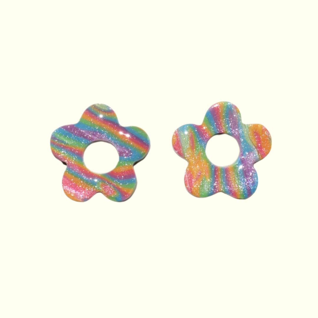 Hawaii Edition Rainbow Swirl Flower Hoops – Yuuka Universe