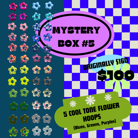 5 Cool Tone Mystery Flower Hoops