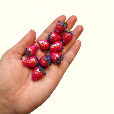 Glittery Strawberry Charm