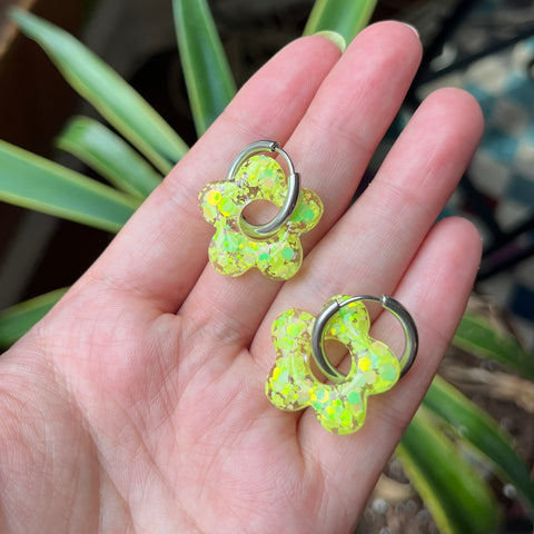 Neon Glitter Floral Hoop