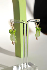 Glass Bok Choy Earrings