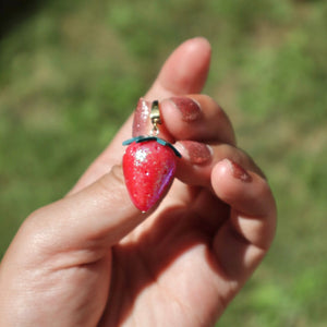 Glittery Strawberry Charm