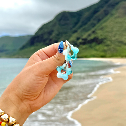 Ocean Essence Flower Hoops