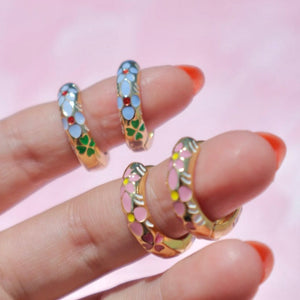 Enamel Bloom Hoops